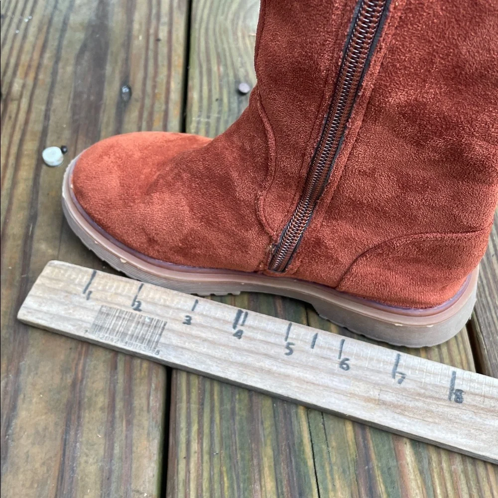 Lucky Brand Girls Rust Suede Knit Cuff Boots